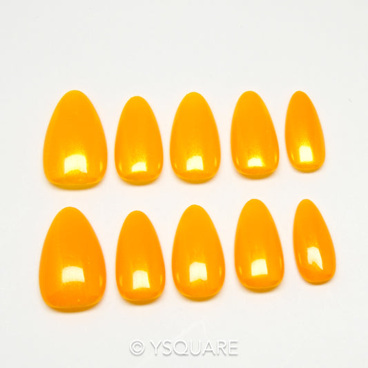 < Clémentine > Y.Square Press On Nails / Faux Ongles Fait Main Réutilisables