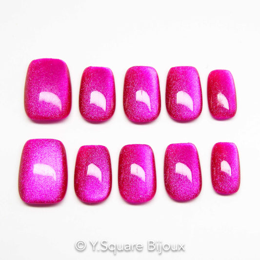 < Flamant Rose > Y.Square Faux Ongles Fait Main Réutilisables
