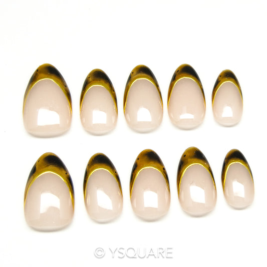 < French léopard > Y.Square Faux Ongles Fait Main Réutilisables