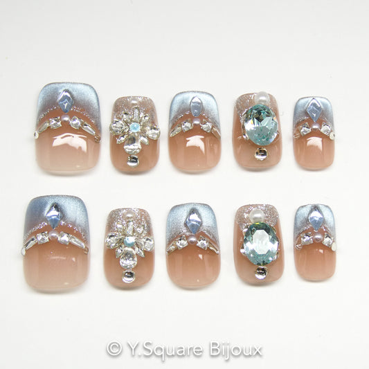 < Elsa > Y.Square Faux Ongles Fait Main Réutilisables