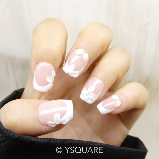 < Jasmin > Y.Square Faux Ongles Fait Main Réutilisables