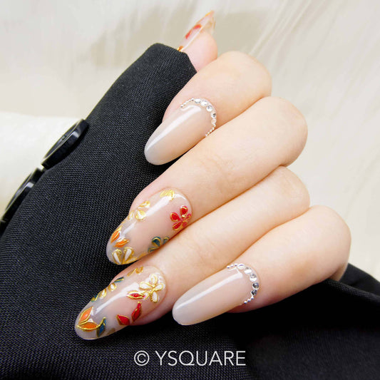 < Palais d'Été > Y.Square Faux Ongles Fait Main Réutilisables