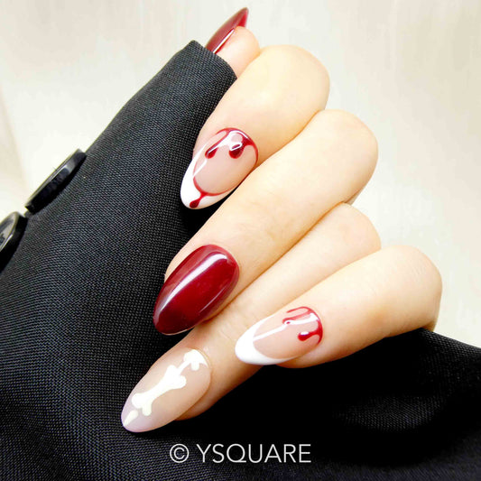 < Vampiresse > Y.Square Faux Ongles Fait Main Réutilisables / Handmade Press On Nails