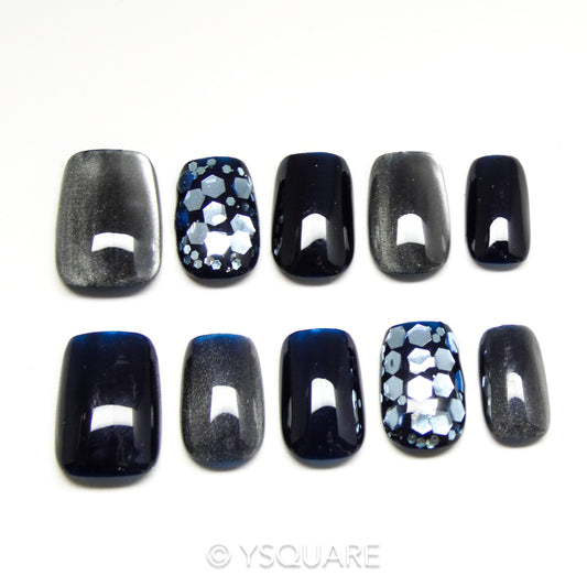 < Monaco > Y.Square Faux Ongles Fait Main Réutilisables