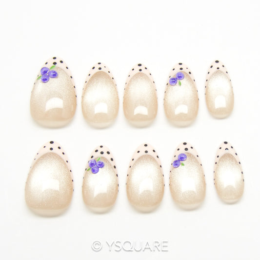 < Myrtille > Y.Square Presson Faux Ongles Fait Main Réutilisables