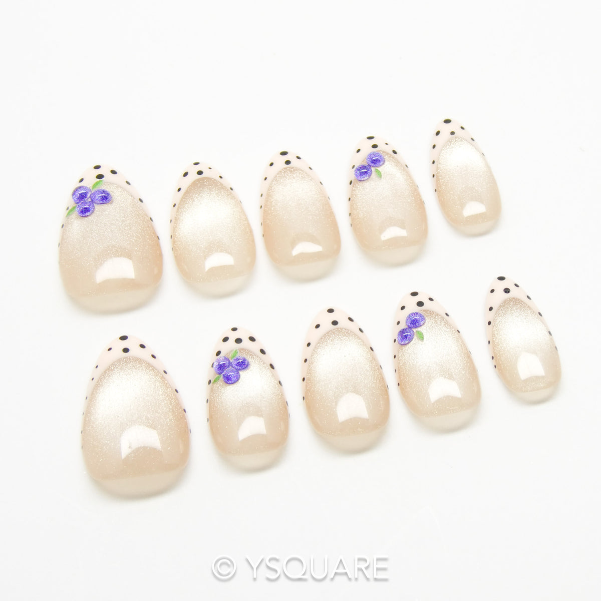 < Myrtille > Y.Square Presson Faux Ongles Fait Main Réutilisables