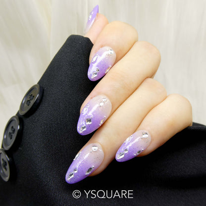 < Améthyste > Y.Square Faux Ongles Fait Main Réutilisables