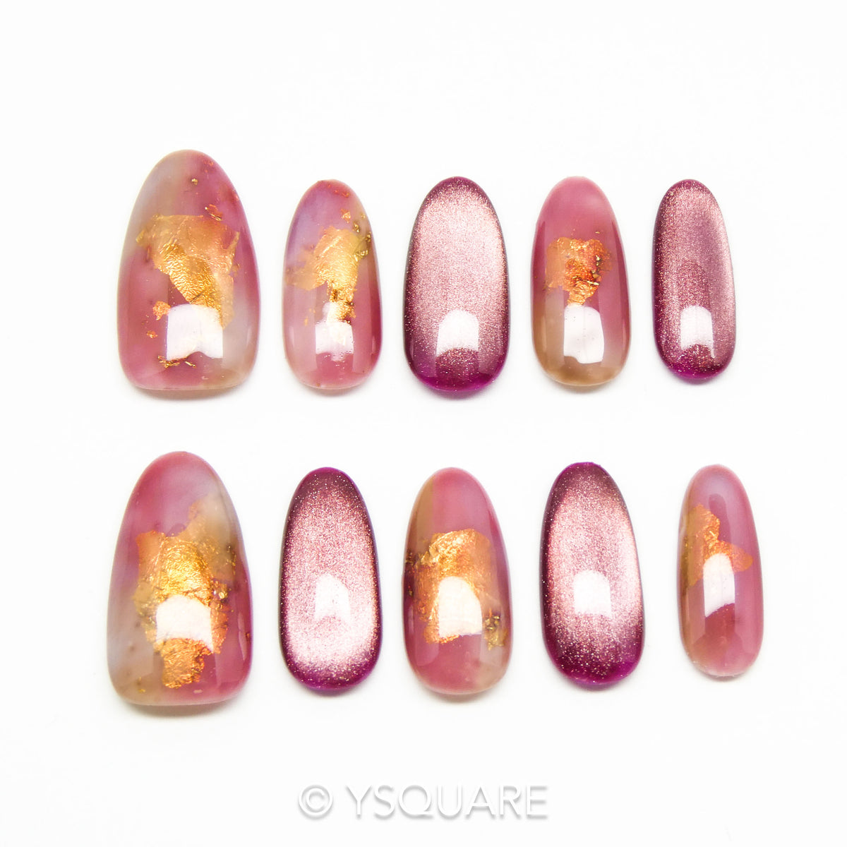 < Aquarelle > Y.Square Faux Ongles Fait Main Réutilisables