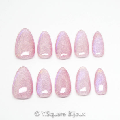< Arc en ciel > Y.Square Faux Ongles Fait Main Réutilisables