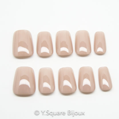 < Bois de Rose > Y.Square Faux Ongles Fait Main Réutilisables