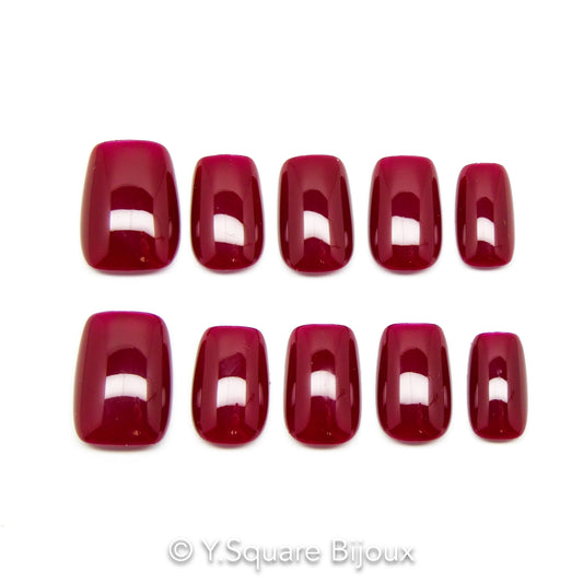 < Bordeaux > Y.Square Faux Ongles Fait Main Réutilisables