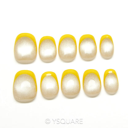 < Butter French > Y.Square Faux Ongles Fait Main Réutilisables