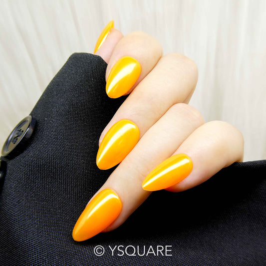 < Clémentine > Y.Square Press On Nails / Faux Ongles Fait Main Réutilisables