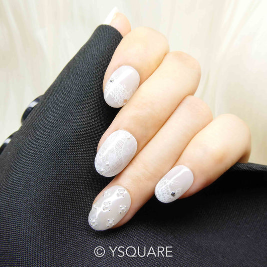 <Dentelle > Y.Square Press On Nails / Faux Ongles Fait Main Réutilisables