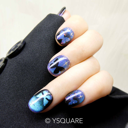 < Effect papillon > Y.Square Faux Ongles Fait Main Réutilisables