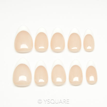 < French Amande > Y.Square Faux Ongles Fait Main Réutilisables / Handmade Press On Nails 
