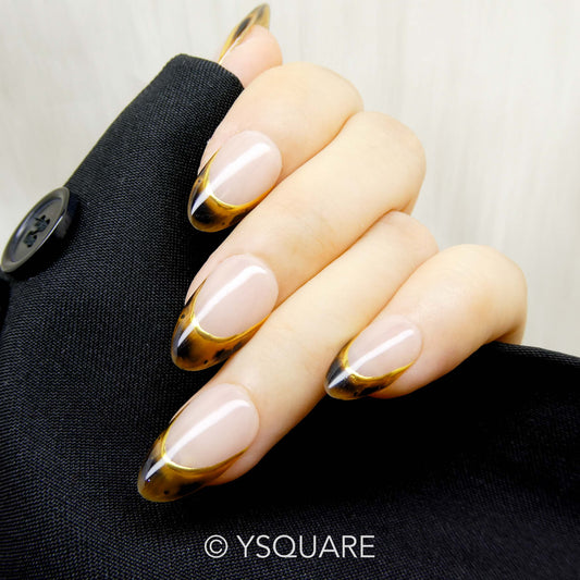 < French léopard > Y.Square Faux Ongles Fait Main Réutilisables