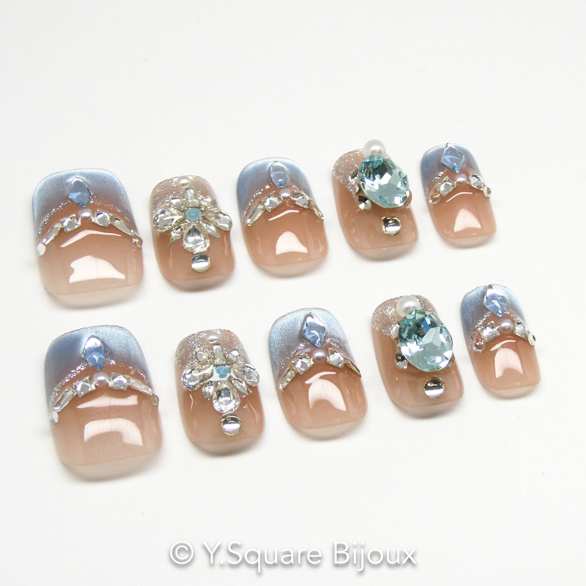 < Elsa > Y.Square Faux Ongles Fait Main Réutilisables