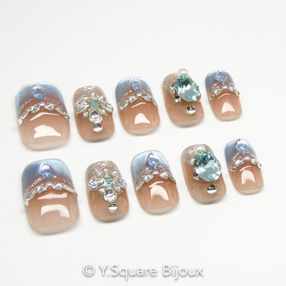 < Elsa > Y.Square Faux Ongles Fait Main Réutilisables