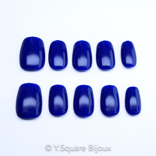 < Bleu Klein > Y.Square Faux Ongles Fait Main Réutilisables