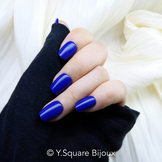 < Bleu Klein > Y.Square Faux Ongles Fait Main Réutilisables
