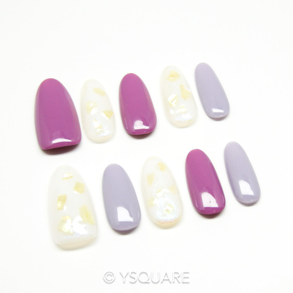 < Lilas > Y.Square Faux Ongles Fait Main Réutilisables