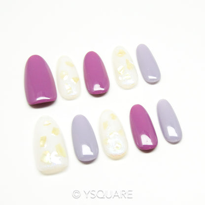 < Lilas > Y.Square Faux Ongles Fait Main Réutilisables