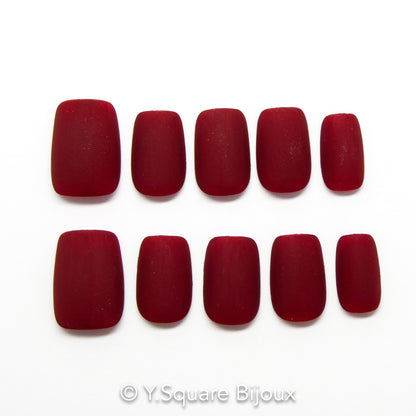 < Rouge à Lèvres > Y.Square Faux Ongles Fait Main Réutilisables