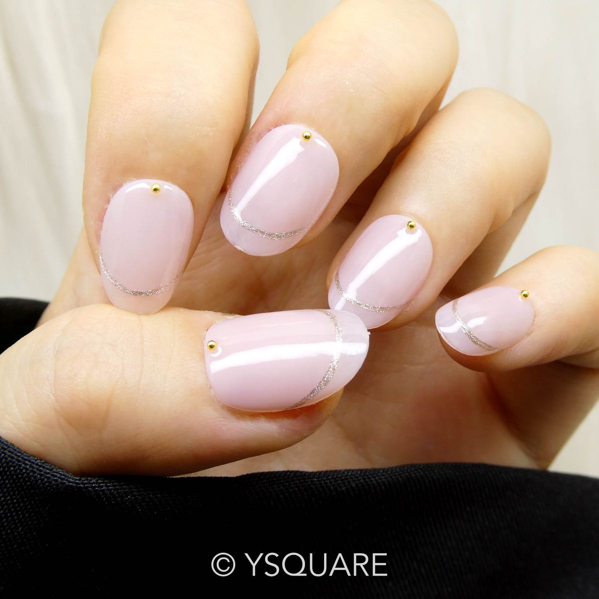 < Liseré d’or > Y.Square Faux Ongles Fait Main Réutilisables / Handmade Press On Nails 