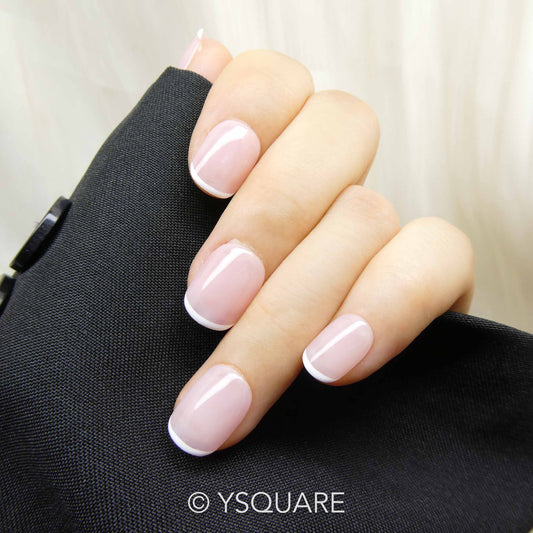 < Micro French > Y.Square Faux Ongles Fait Main Réutilisables / Handmade Press On Nails 
