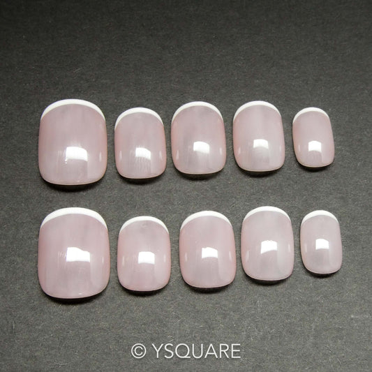 < Micro French > Y.Square Faux Ongles Fait Main Réutilisables / Handmade Press On Nails 