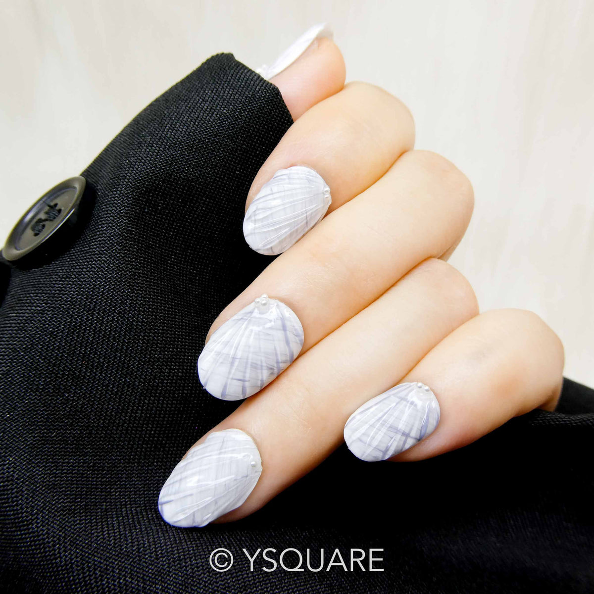 < Nacre > Y.Square Faux Ongles Fait Main Réutilisables