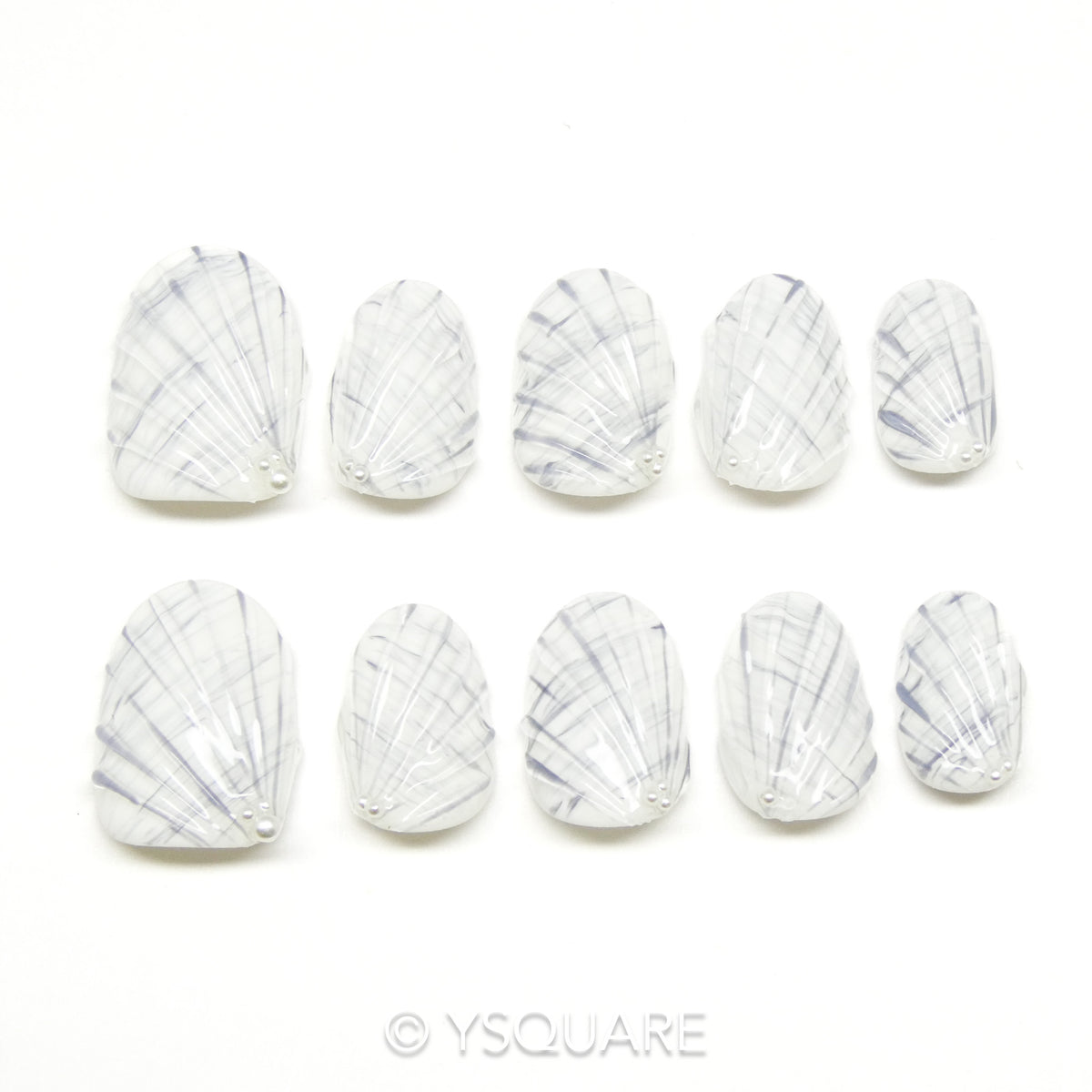< Nacre > Y.Square Faux Ongles Fait Main Réutilisables