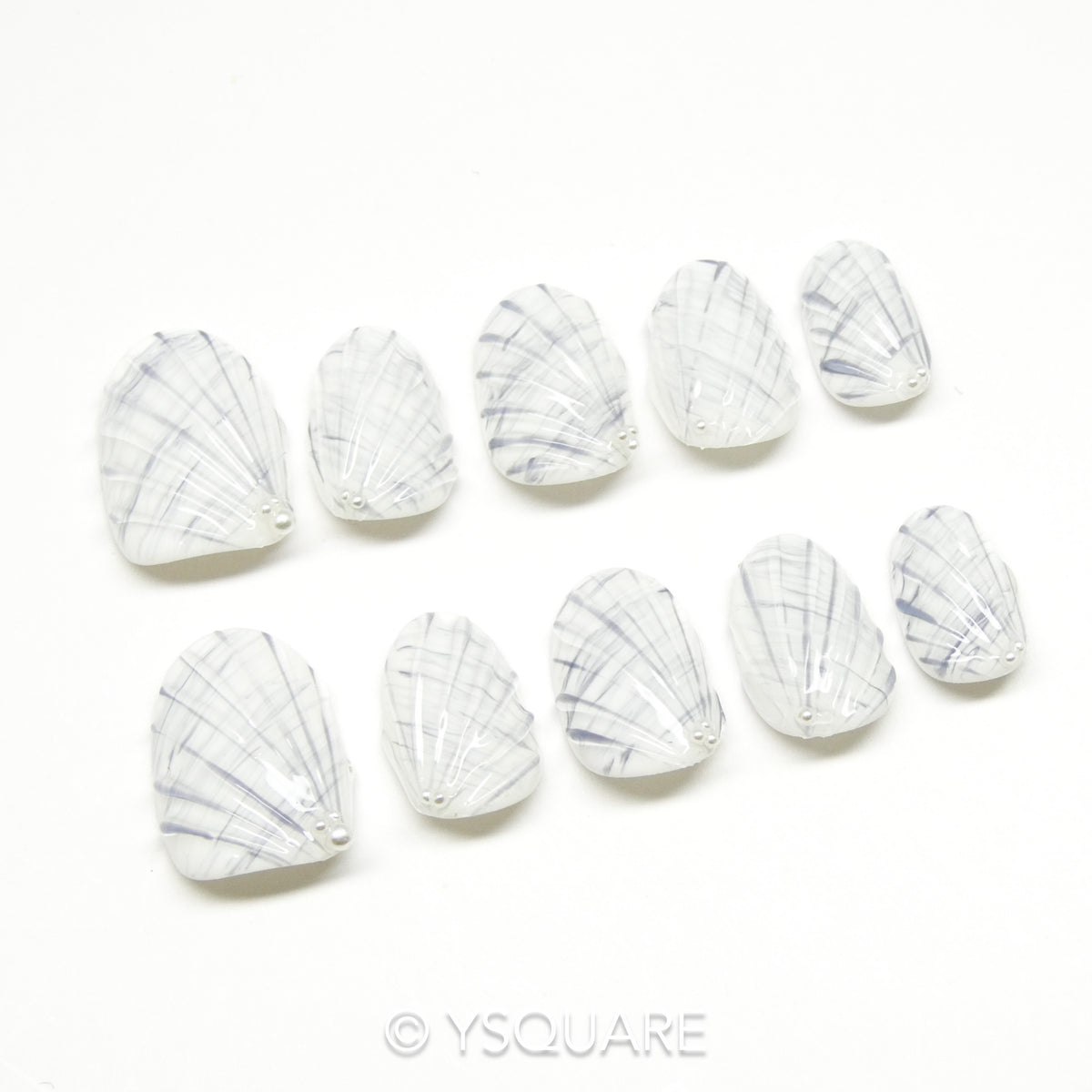 < Nacre > Y.Square Faux Ongles Fait Main Réutilisables
