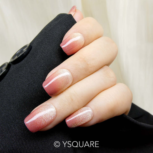 < Rosé Pétillant > Y.Square Faux Ongles Fait Main Réutilisables
