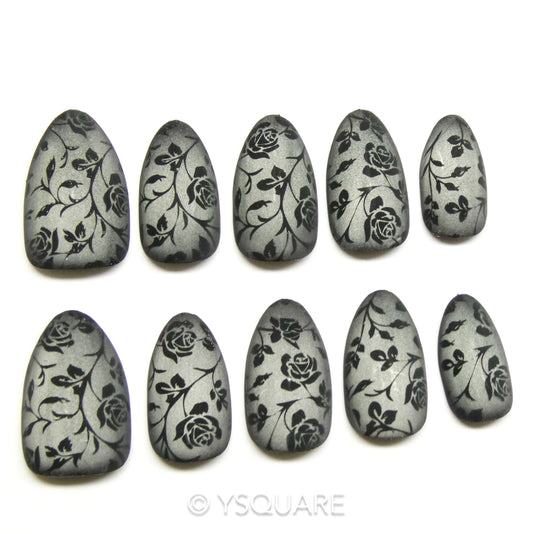 < Rose brûlée > Y.Square Faux Ongles Fait Main Réutilisables / Handmade Press On Nails 