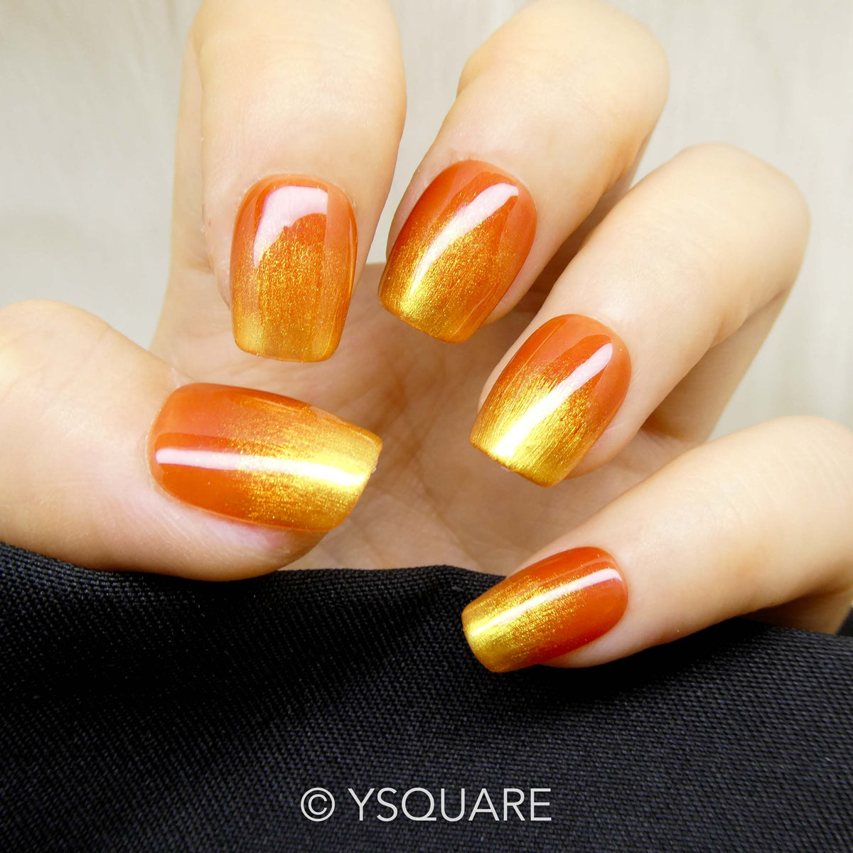 < Soleil d’Automne > Y.Square Faux Ongles Fait Main Réutilisables