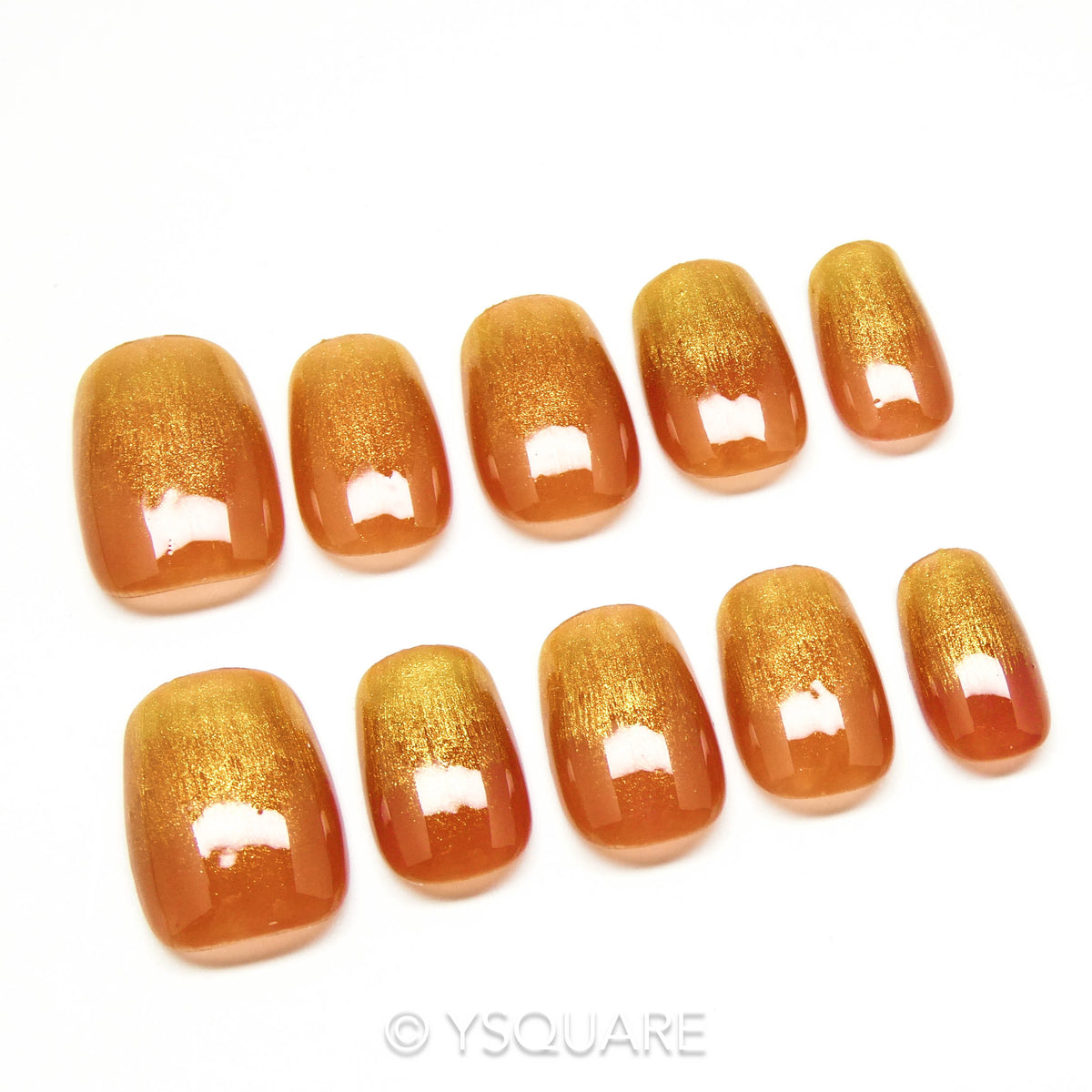 < Soleil d’Automne > Y.Square Faux Ongles Fait Main Réutilisables