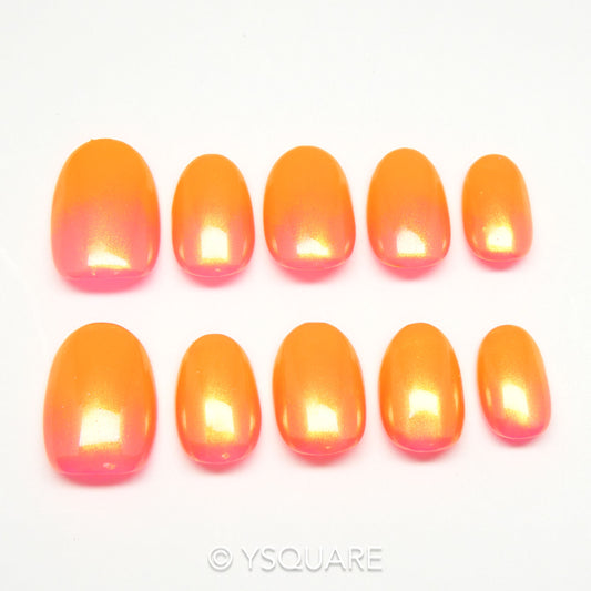 < Sunset Spritz > Y.Square Faux Ongles Fait Main Réutilisables