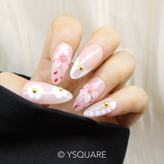 < Sweet & Wild > Y.Square Faux Ongles Fait Main Réutilisables