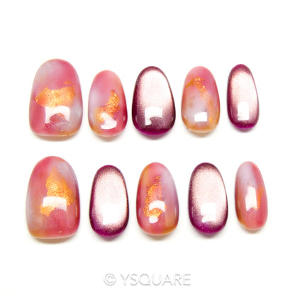 < Aquarelle > Y.Square Faux Ongles Fait Main Réutilisables