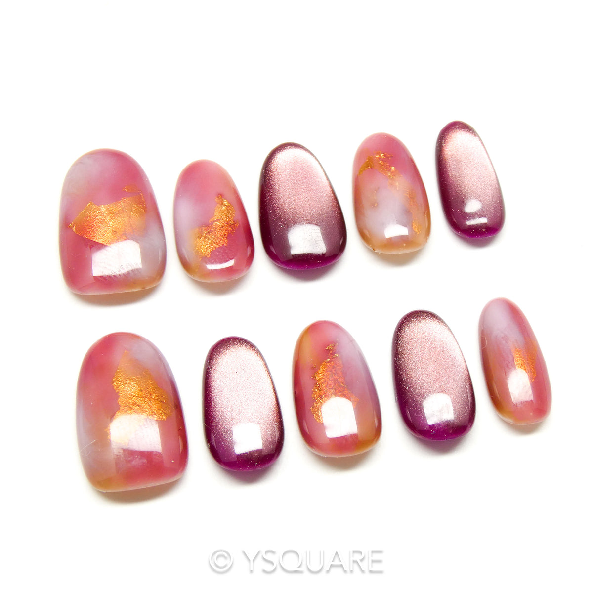 < Aquarelle > Y.Square Faux Ongles Fait Main Réutilisables