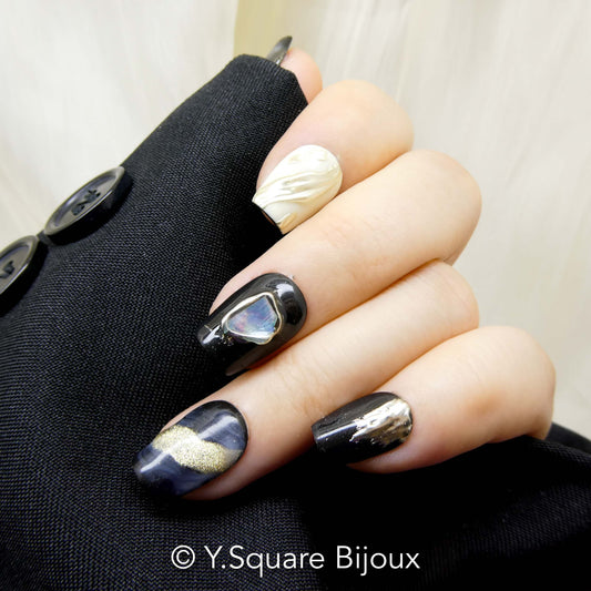 < Voie Lactée > Y.Square Faux Ongles Fait Main Réutilisables