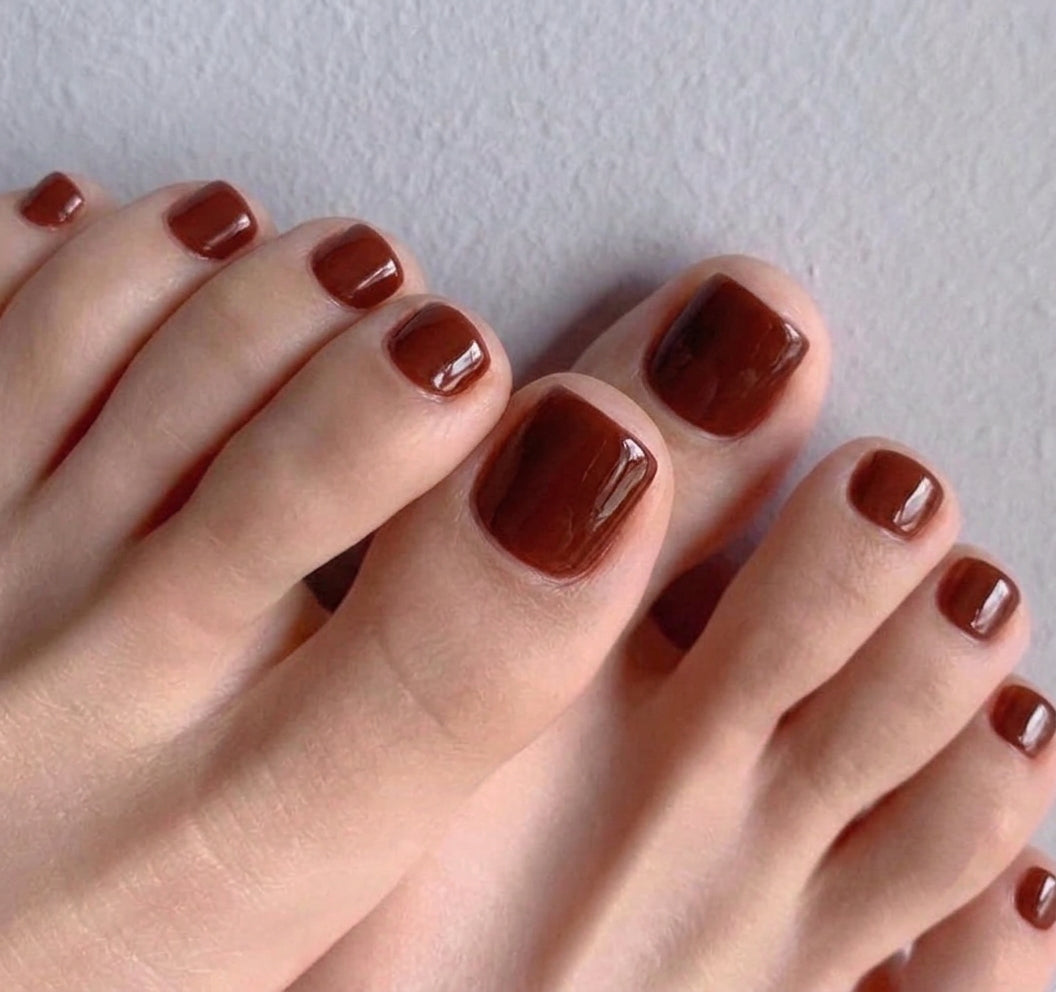 < Pédicure Color > – Full Size Set Press-on Nails Handmade for feet