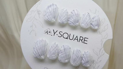 < Nacre > Y.Square Faux Ongles Fait Main Réutilisables