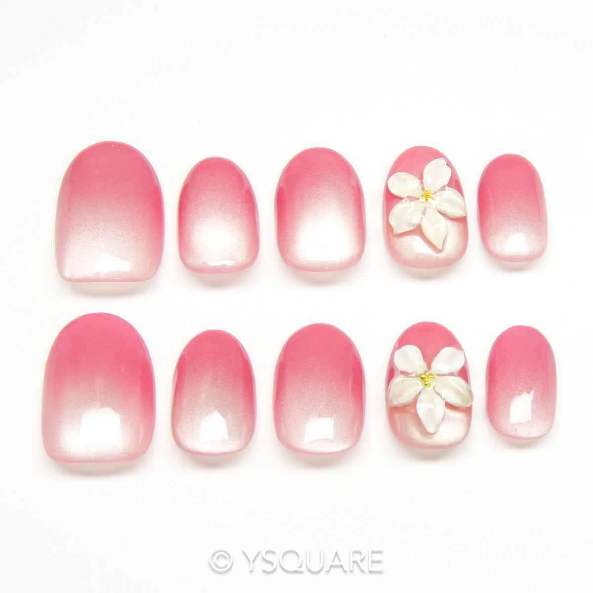 < Sakura > Y.Square Faux Ongles Fait Main Réutilisables