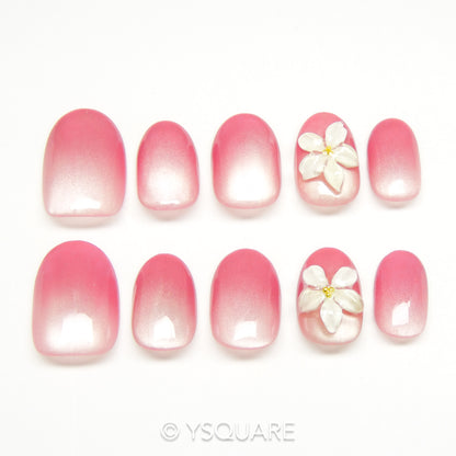 < Sakura > Y.Square Faux Ongles Fait Main Réutilisables
