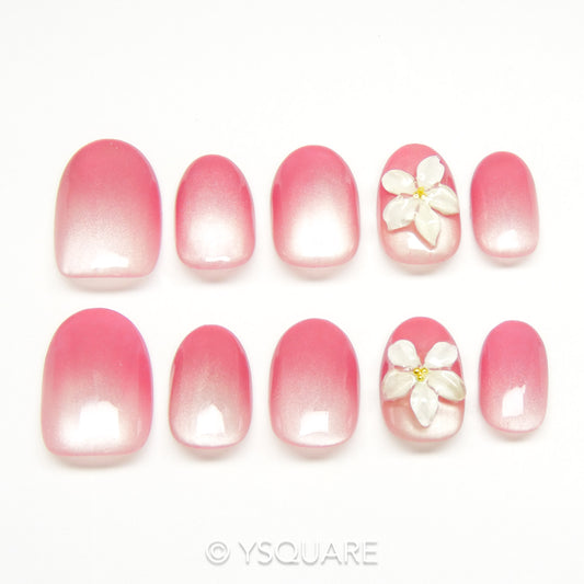 < Sakura > Y.Square Faux Ongles Fait Main Réutilisables