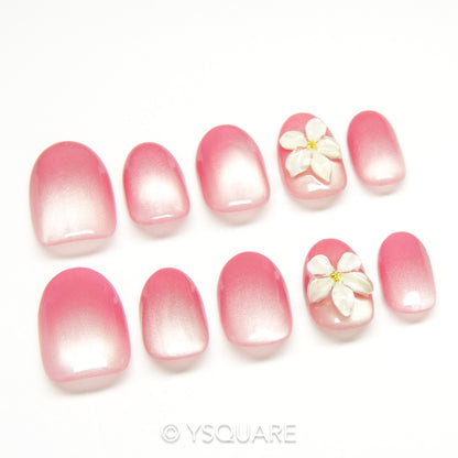 < Sakura > Y.Square Faux Ongles Fait Main Réutilisables